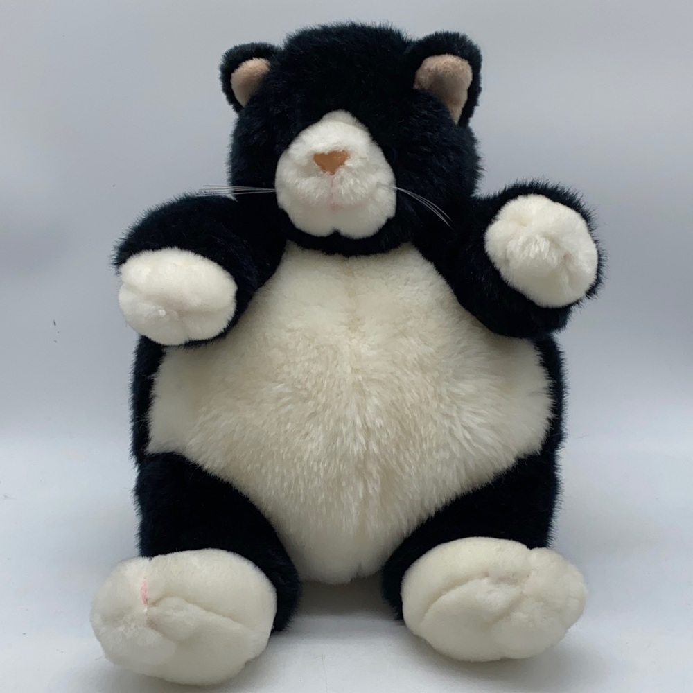 Unipak Plumpee Plush Tuxedo Black & White Fat Overweight Cat Stuffed Animal 10”